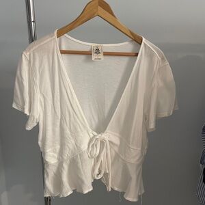 White Tie-Front Top